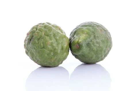 Kaffir lime on white background Stock Photos