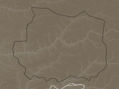 Kaffrine, Senegal. Elevation map colored in sepia tones with lakes and rivers Stock Illustration