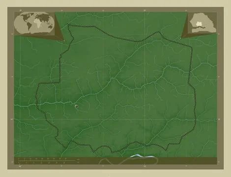 Kaffrine, Senegal. Elevation map colored in wiki style with lakes and rivers イラスト素材