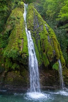 Kaghu Waterfall, located in the Samegrelo region of Georgia, A vibrant wate.. Stock Photos