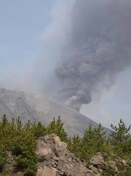 Kagoshima volcanic eruption Stock Photos