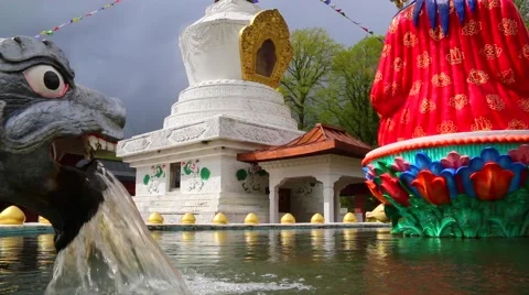 Kagyu Samye Ling Monastery and Tibetan Centre -Stupa Stock Footage 51858646