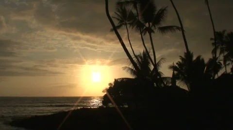 Kahalu'u Beach sunset 4 Stock Footage 660752