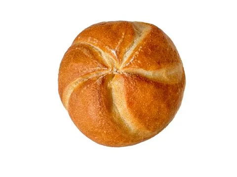 Kaiser bread roll isolated on transparent background top view with golden c.. Stock Photos