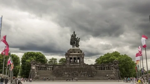 Kaiser-Wilhelm Monument at Deutsches Eck ("German Corner"), timelapse Stock Footage 82548626