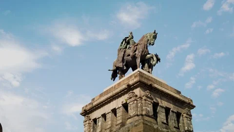 The Kaiser Wilhelm Monument at Deutsches Eck, Koblenz, Germany Stock-Footage 113530674
