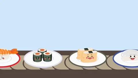 Kaitenzushi Character Loopable Animation Stock Footage 296535555