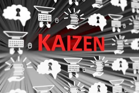 KAIZEN concept blurred background 3d render illustration Stock Illustration