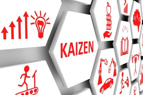 KAIZEN concept cell background 3d illustration Stock Illustration