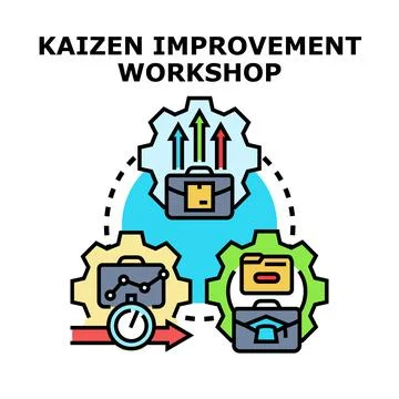 Kaizen improvement workshop concept continuous process development Stock Illustration