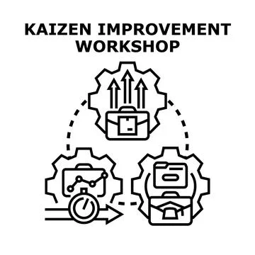 Kaizen improvement workshop concept continuous process development Stock Illustration