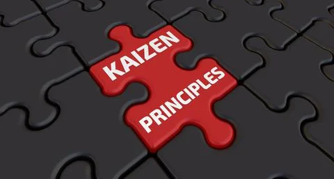 Kaizen principles. The inscription on the red element of the puzzle Stock Illustration