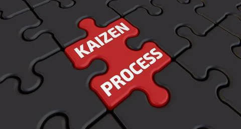 Kaizen process. The inscription on the red element of the puzzle Stock Illustration