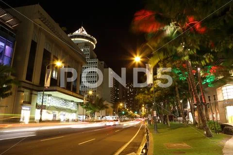 Kalakaua Avenue Honolulu Hawaii Stock Photos