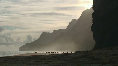 Kalalau evening Stock Footage