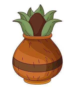 Kalash with coconut and mango leaf Stock Illustration