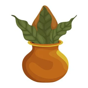 Kalash with coconut and mango leaf Stock Illustration