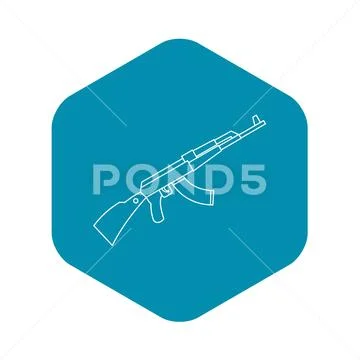 Kalashnikov AK 47 machine icon, outline style: Graphic #103298133