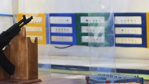 Kalashnikov shooting range   weapon training 스톡 동영상 109179587