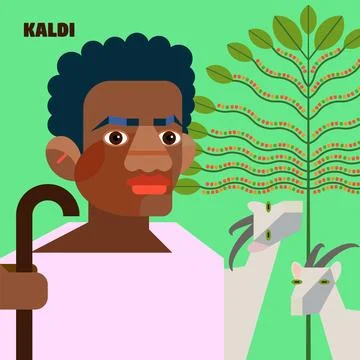 Kaldi Portrait Stock Illustration