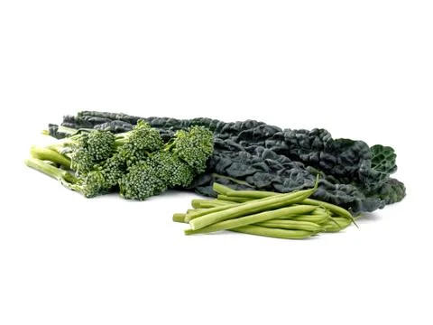 Kale, beans and sprouting broccoli Stock Photos