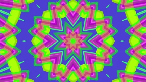 Kaleida Flower on Blue Background Stock Footage 72668242