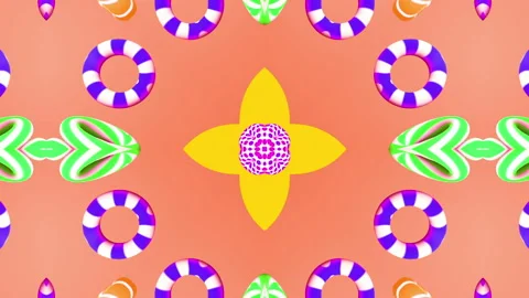 Kaleida Rings flying gradient background. VJ Seamless loop background. Stock Footage 96661801