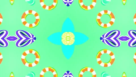 Kaleida Rings flying gradient background. VJ Seamless loop background. Stock Footage 96662347