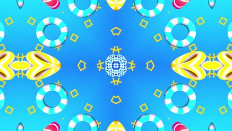 Kaleida Rings flying gradient background. VJ Seamless loop background. Stock Footage 96664425