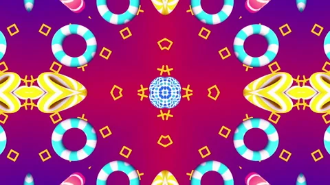 Kaleida Rings flying gradient background. VJ Seamless loop background. Stock Footage 96665242