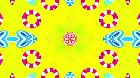 Kaleida Rings flying gradient background. VJ Seamless loop background. Stock Footage 96665679