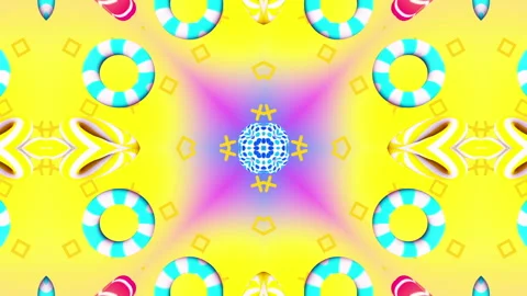 Kaleida Rings flying gradient background. VJ Seamless loop background. Video stock 96665828