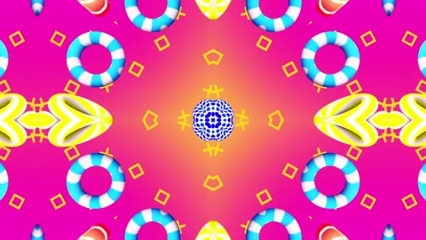 Kaleida Rings flying gradient background. VJ Seamless loop background. Stock Footage 96666459