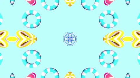 Kaleida Rings flying gradient background. VJ Seamless loop background. Stock Footage 96666490