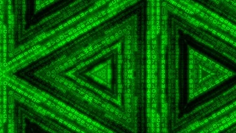 Kaleido Matrix code rain glow Stock Footage 77164076