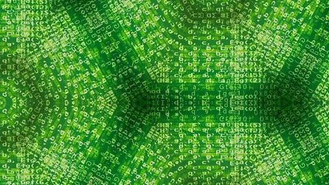 Kaleido program chaotic code green Stock Footage 77040537