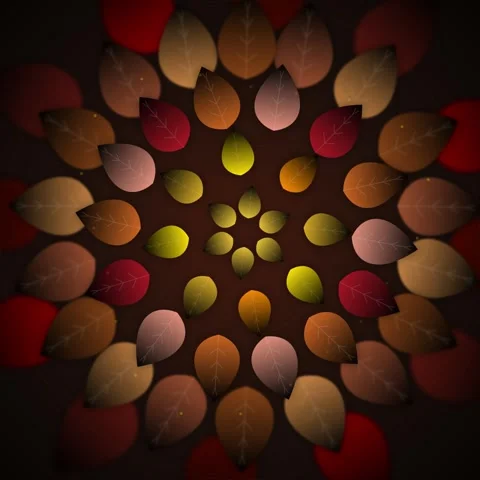 Kaleidoscope Autumn Leaves Pattern Mandala - Fall Season Abstract Background Stock Footage 346282842