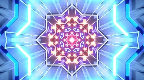 Kaleidoscope background with bright patterns, blue color Stock Illustration