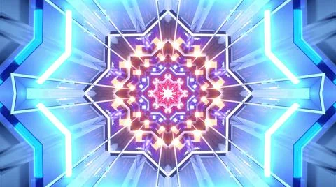 Kaleidoscope background with bright patterns, blue color Stock Illustration