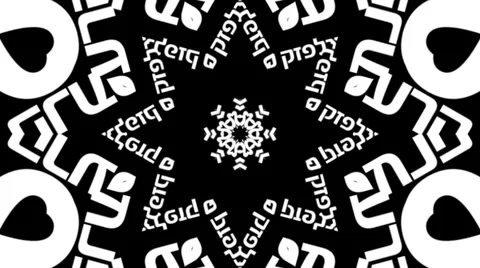Kaleidoscope b&amp;w graphic pattern with luma mat loop Video stock 5320534