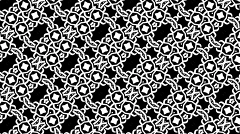 Kaleidoscope b&amp;w graphic pattern with luma mat loop Video stock 5321350