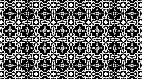Kaleidoscope b&amp;w graphic pattern with luma mat loop Video stock 5322190