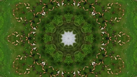 Kaleidoscope cow background in 4k pattern. Symmetry view Stock Footage 156007248