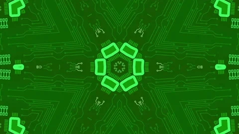 Kaleidoscope digital microcircuits abstract background Stock Footage 195673819
