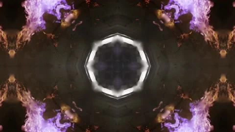 Kaleidoscope effect of a tunnel with fire Stock Footage 233678589