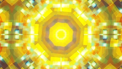 Kaleidoscope, gold on blue, abstract patterns Stock-Footage 74666758