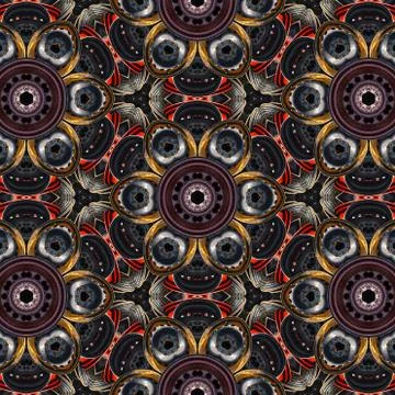 Kaleidoscope Hubcap flowers Stock Illustration
