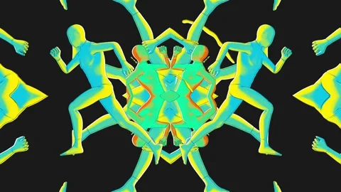 Kaleidoscope Illustrated Characters Pattern Stock Footage 273696467