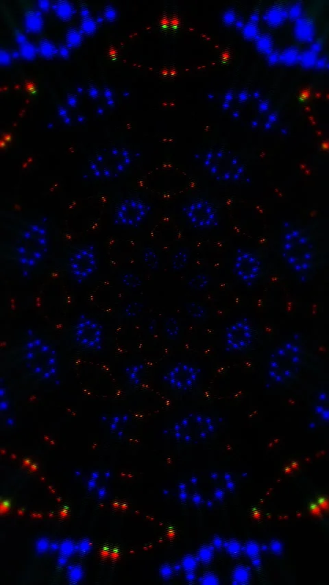 Kaleidoscope LED Lights Abstract Pixel Mandala Loop Stock Footage 340639033