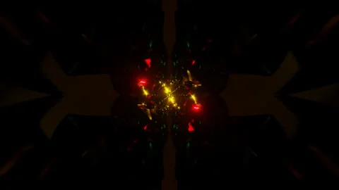 Kaleidoscope lights patterns symmetry glow with vibrant neon-shapes dynamic aura Stock Footage 326866828